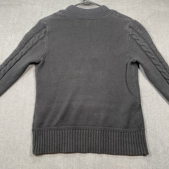 Chaps Womens Black Cable Knit Pullover Sweater Classic V-Neck Size Medium - Picture 7 of 9